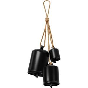 Black Metal Tibetan Inspired Indoor/Outdoor Decor Cow Bells 3pcStkrm4